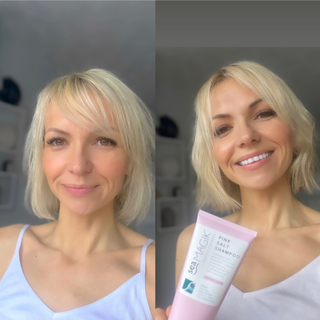 Before and After using Pink Salt Shampoo